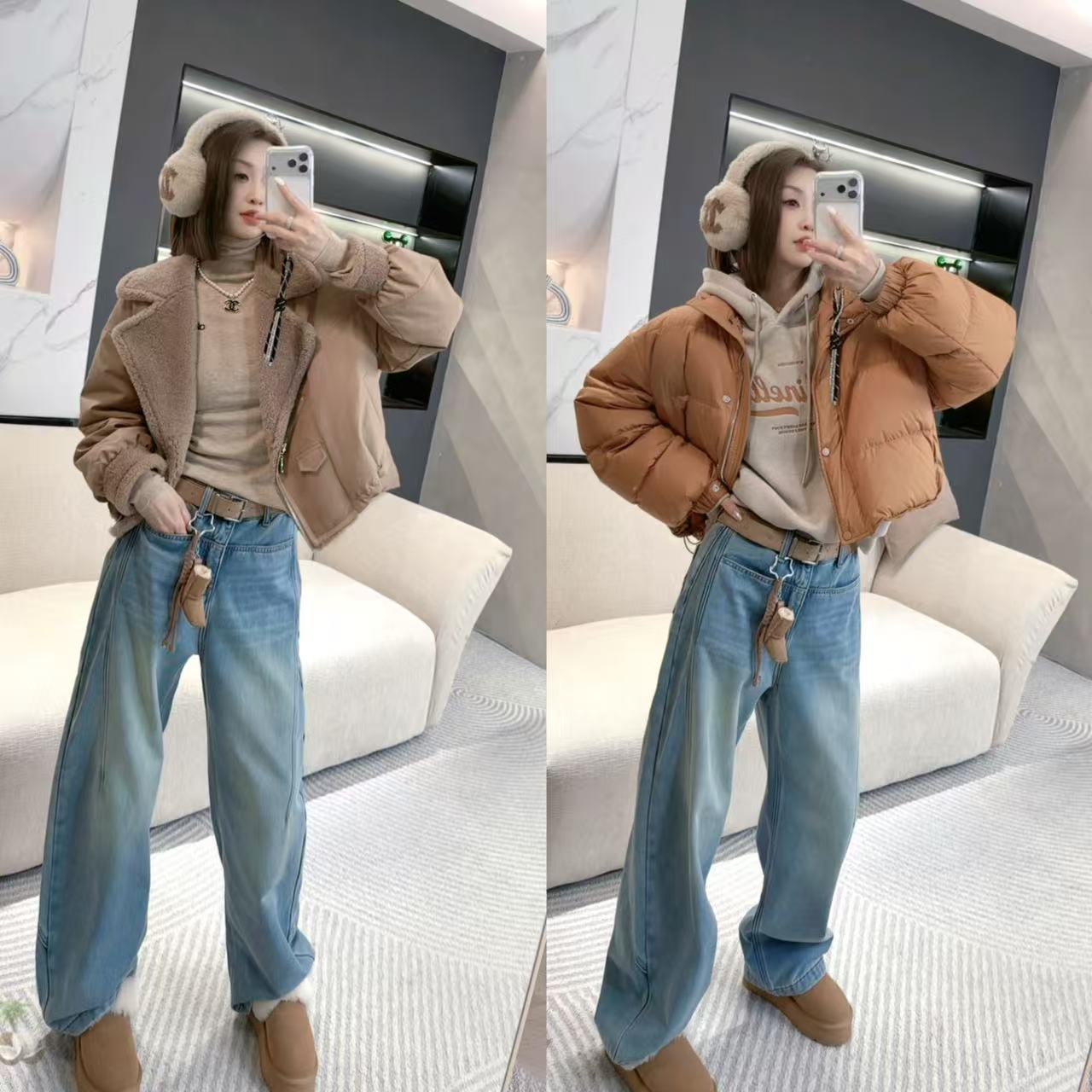 【熙薇SIVI】2025冬季新款百搭时尚休闲加绒牛仔裤H6345