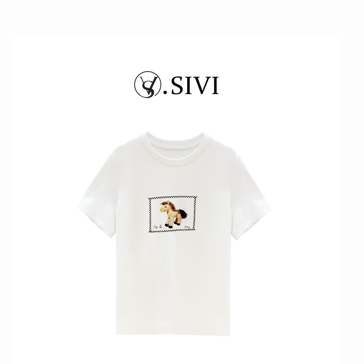 熙薇【小马公仔】2025秋冬新款时尚休闲磨毛加厚卡通T上衣H6223