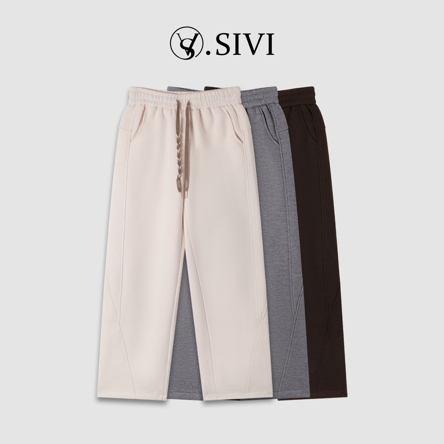 熙薇sivi加绒卫裤女弯刀阔腿镰