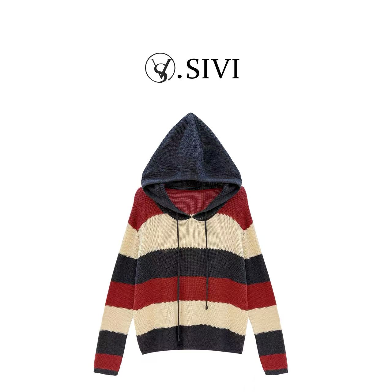 熙薇【轻舞飞扬】2025早秋新款时尚气质休闲百搭帽衫毛衣H5303