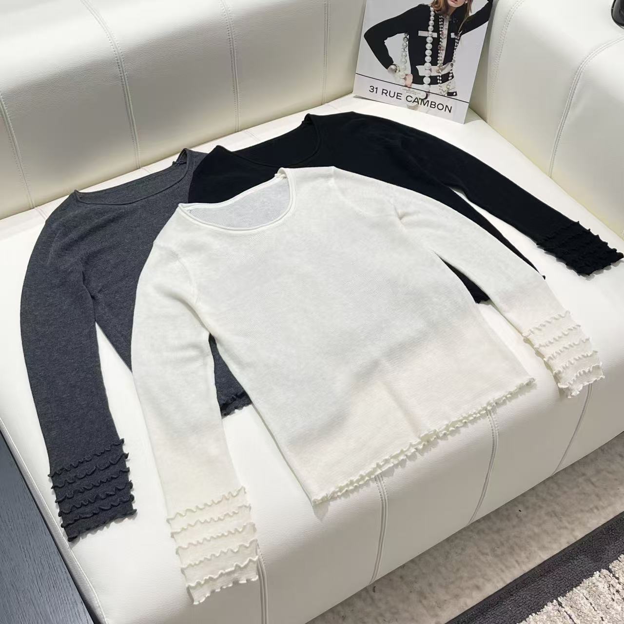 熙薇【法式甜简】2025秋季新款时尚百搭圆领少女感毛衣H6014