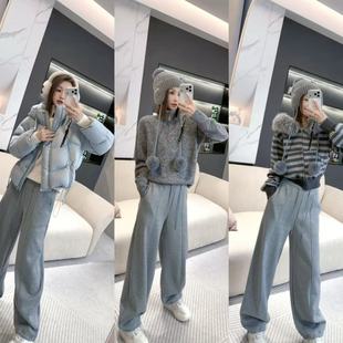 子h6419 抽绳显瘦加绒宽松休闲水洗阔腿裤 熙薇SIVI弯刀卫裤 女冬季