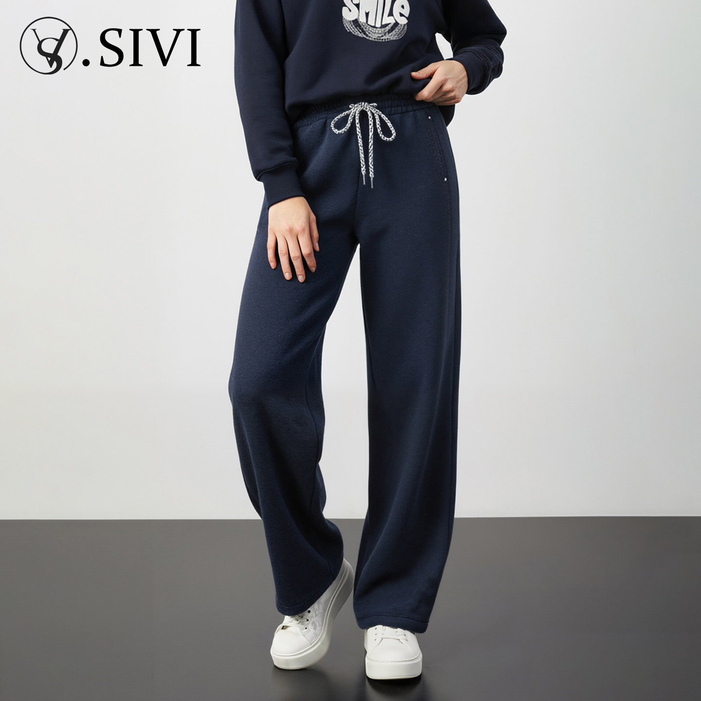 熙薇SIVI羊毛卫裤女士秋冬百搭一体绒窄版显瘦休闲加绒直筒裤