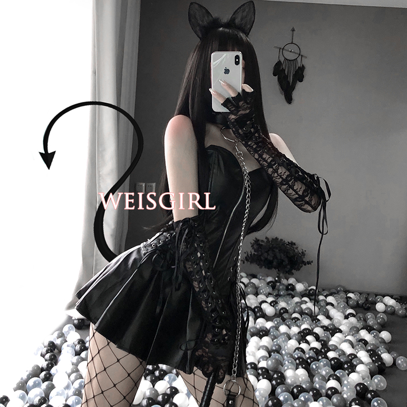 weisgirl夜店暗黑女王装情调套装制服诱惑学生皮衣做你的性感猫女
