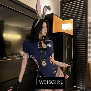 性感兔子搜查官连体夜场女警套装 教官纯欲cosplay兔女郎空姐制服