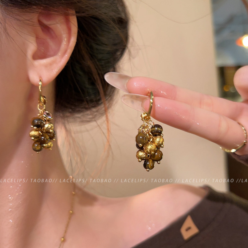 咖色葡萄串珠耳环女氛围感美拉德耳钉2025新款高级感轻奢气质耳饰,饰品/流行首饰/时尚饰品新,耳环,淘宝优惠券,粉丝福利购,淘宝优惠卷