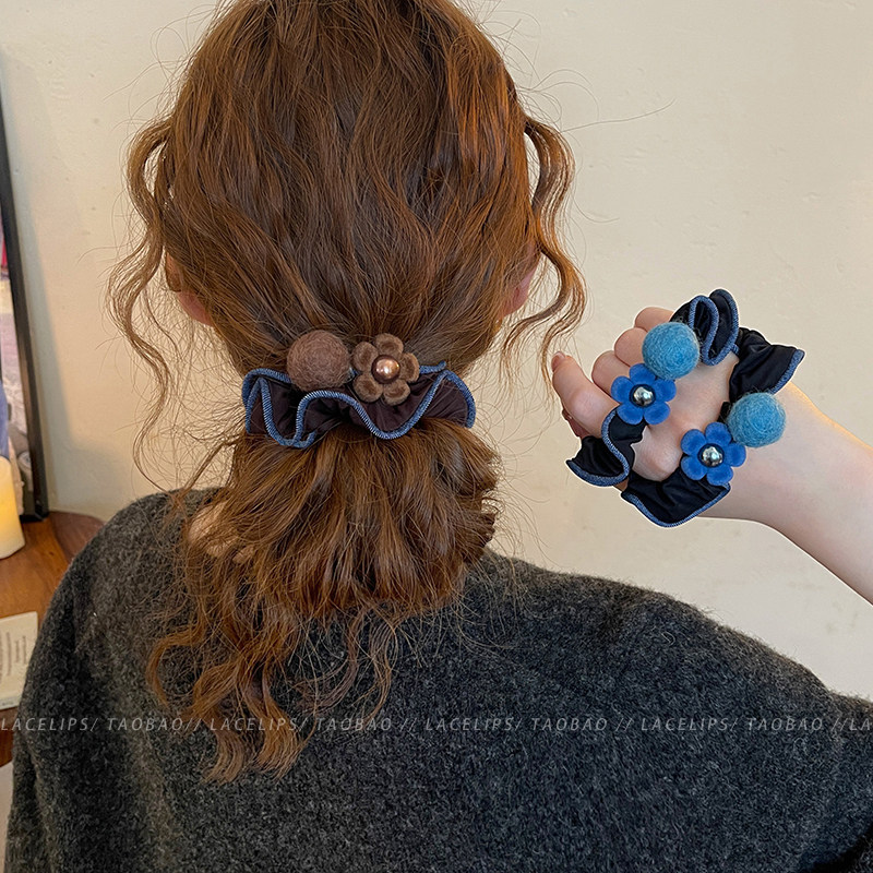 毛毡球花朵发圈女高弹力扎头发绳韩系皮筋头绳高级感秋冬百搭发饰,饰品/流行首饰/时尚饰品新,发饰,淘宝优惠券,粉丝福利购,淘宝优惠卷