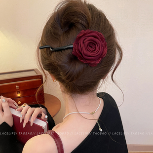 干枯玫瑰扭扭夹后脑勺盘发抓夹一字夹头饰鲨鱼夹安全替代品发夹夏