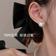 999纯银人造珍珠耳钉耳夹女大珍珠耳环复古轻奢新款 2026爆款 珍珠