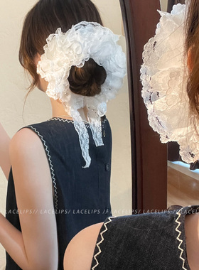 珍珠蕾丝花边大肠发圈女高级感