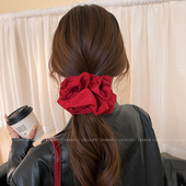 新年红褶皱波点大肠发圈头绳女2026新款 韩系高弹力扎头发绳头饰冬