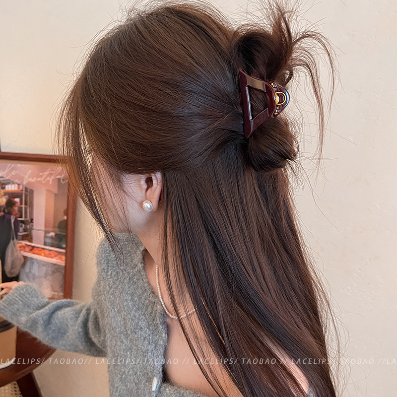 巧克力棕~半扎发抓夹女2025新款