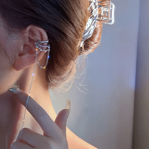 高级感长款珍珠流苏耳夹女小众设计无耳洞耳骨夹2023年新款耳饰潮