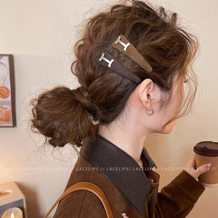 金标字母H发夹女气质bb夹边夹2026新款高端刘海夹子前额头饰发卡