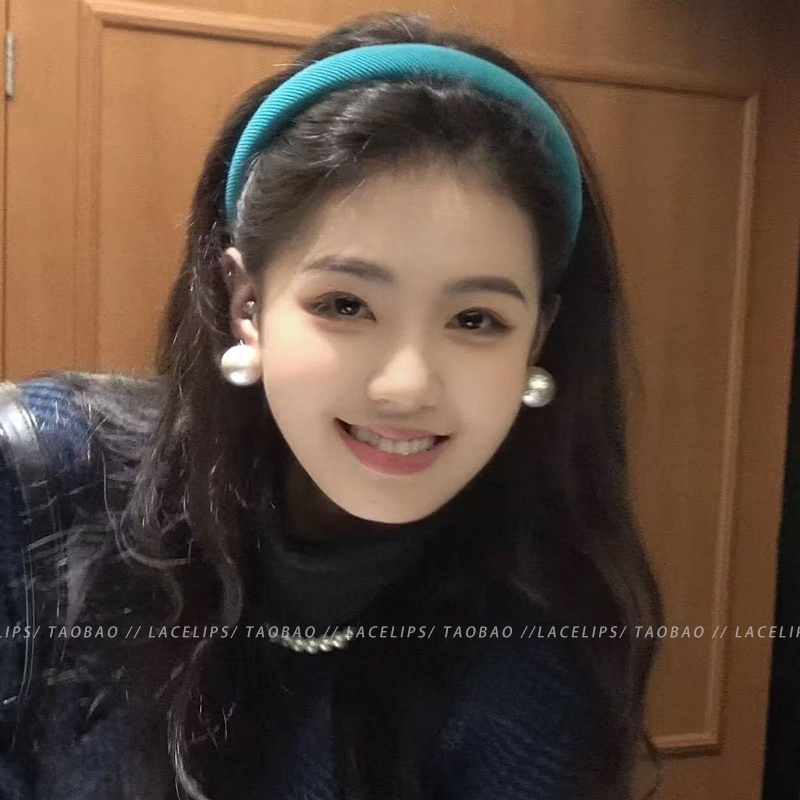 湖蓝色海绵发箍女2025新款