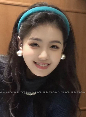湖蓝色海绵发箍女高级感洗脸发卡2026新款日常外戴高颅顶头箍头饰