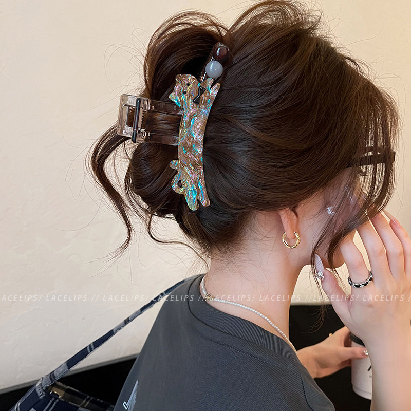 醋酸幻彩猫咪抓夹女独特漂亮鲨鱼夹高级感大号盘发夹2026新款发饰