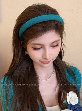 湖蓝色海绵发箍女高级感洗脸发卡2026新款日常外戴高颅顶头箍头饰