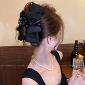 法式 闪钻蝴蝶结抓夹女大号鲨鱼夹2026新款 发量大盘发夹高级感发饰