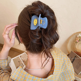 海盐蓝~头发抓夹女金标半扎发鲨鱼夹高级感发夹后脑勺巨好看发饰