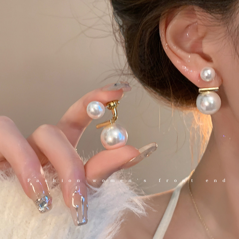 两戴式~法式珍珠耳环女2024新款小众设计感高级感轻奢耳钉耳饰女