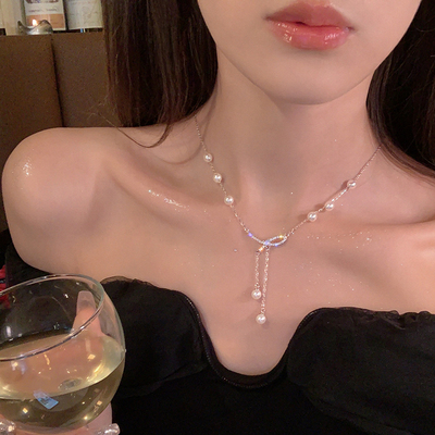 浪漫情书！蝴蝶结珍珠流苏项链