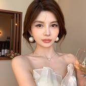 港风复古夸张珍珠耳环女耳扣式 小众独特设计感耳饰欧美冷淡风耳坠