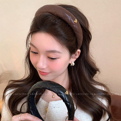 金标爱心皮质发箍女2026新款
