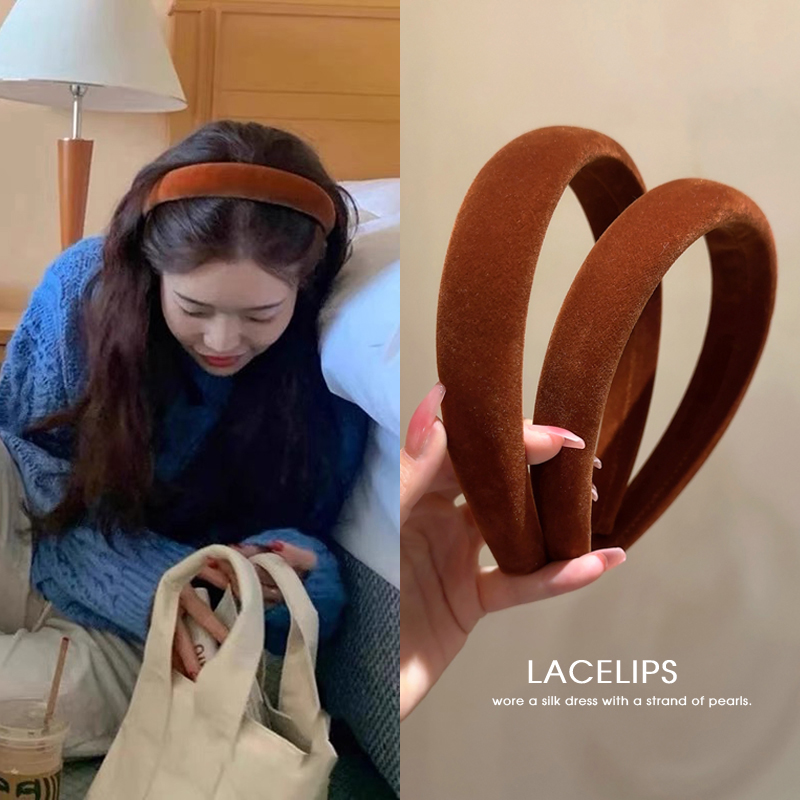 冬季美拉德南瓜色丝绒发箍