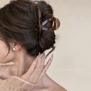 亮面波浪发夹抓夹女2025新款 高级感发夹大号后脑勺气质鲨鱼夹头饰