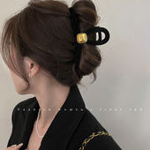 黑色丝绒抓夹发夹女2026新款 后脑勺高端大号高级感春季 鲨鱼夹头饰