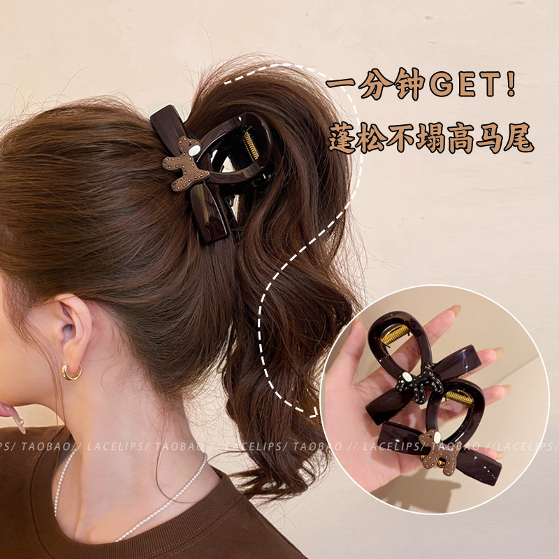 法式复古小狗高马尾抓夹女高级感