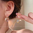 轻奢高级感耳钉耳饰品 爆款 空山新雨 透明方形水晶耳环女2025新款