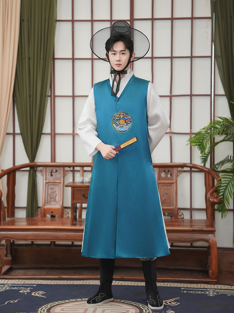 新款多色男士朝鲜族服韩国宫廷古装韩服婚礼摄影写真舞台演出服