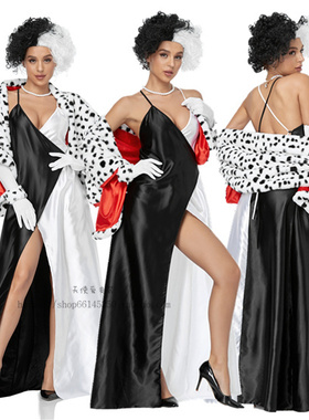 万圣节迪士尼魔女库依拉Cruella晚礼服COSPLAY电影明星走秀礼服装