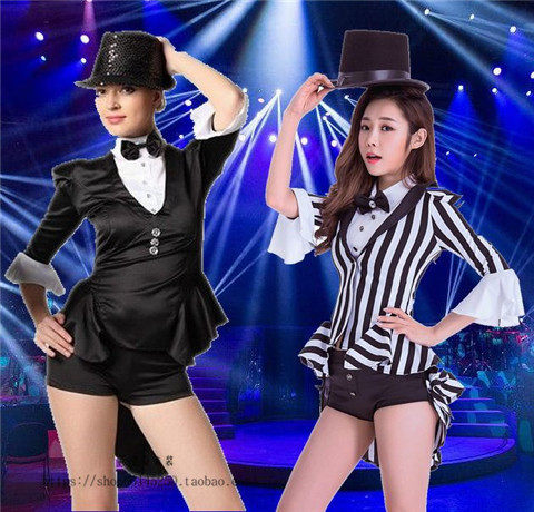 钢管舞夜店演出大码燕尾服