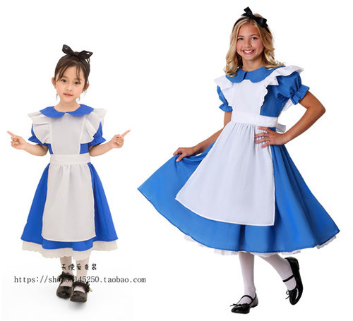 万圣节爱丽丝女仆装女佣白雪公主裙COSPLAY电影派对演出服亲子装