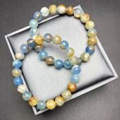 天然蓝安力士蓝方解石手串女单圈原矿阿根廷蓝纹石手链甜美饰品男