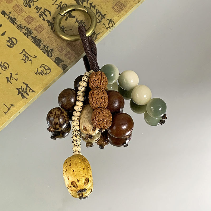包包挂件新中式满愿种子串手工编织天然莲蓬菩提钥匙扣复古包挂饰