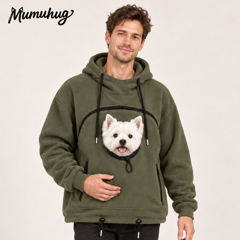 Mumuhug原创人宠合一卫衣男女同款宠物兜袋鼠服可以装猫狗的衣服