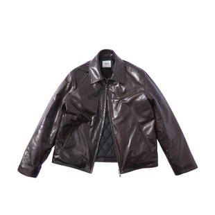 MUSLUN秋冬植鞣油蜡绵羊皮皮衣加棉保暖excella拉链复古机车翻领