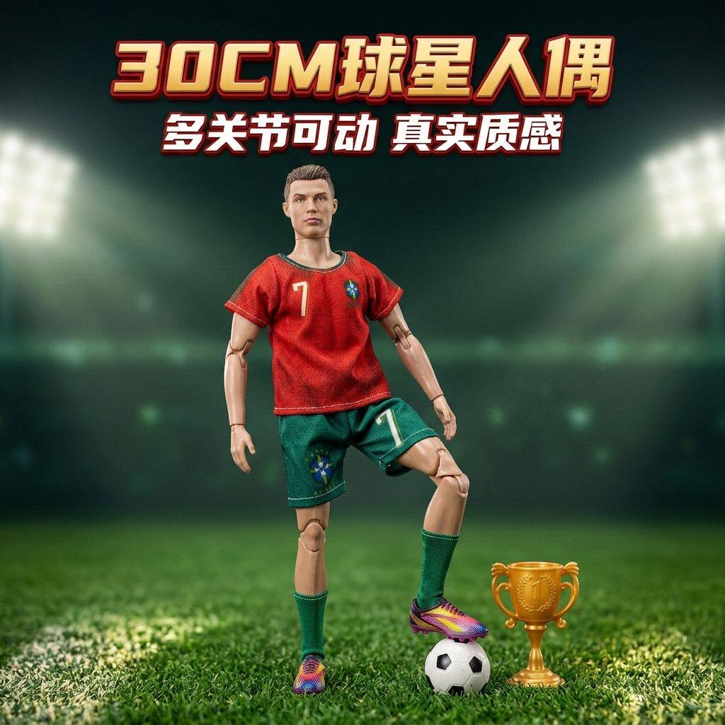 世界杯足球明星手办C罗手办30厘米C罗梅西模型可动传奇巨星典藏版