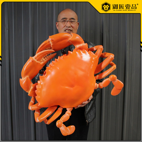 大型玻璃钢雕塑70cm仿真膏蟹模型海鲜帝王蟹松叶蟹门头厂家定制