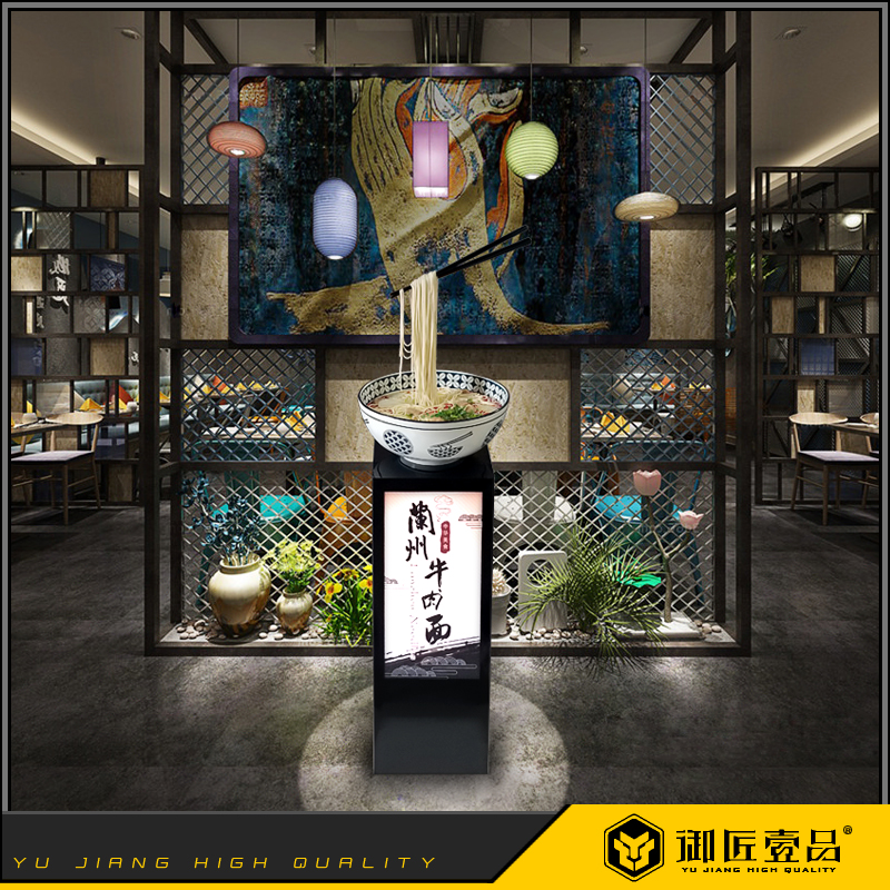 电动面广告仿真机械面条全自动升降拉面广告灯箱日式拉面定制模型