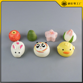 仿真卡通动物馒头模型假食物早点奶黄包子可爱熊猫兔子食物摆件