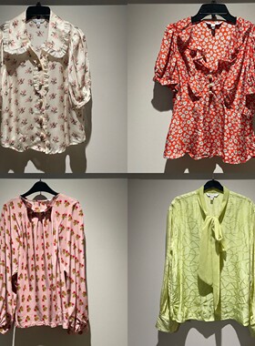 夏季田园印花衬衫女蝴蝶结
