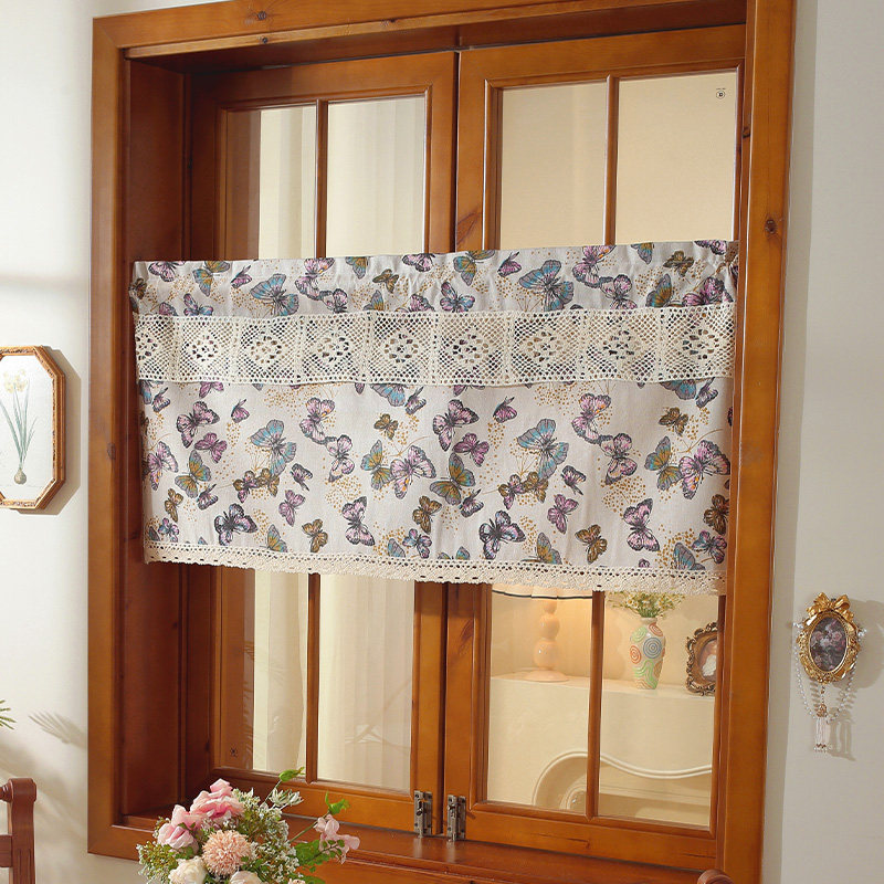 门帘日系网红半帘短帘免打孔隔断帘棉麻布艺家用卧室厨房柜子帘