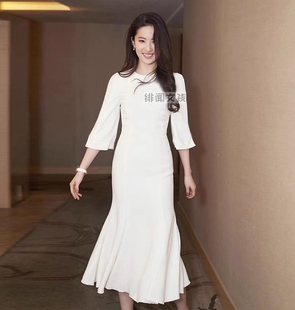 刘亦菲同款连衣裙女夏 时尚气质淑女宴会生日礼服裙 平常可穿显瘦
