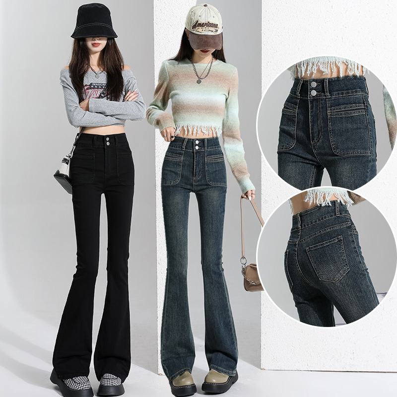 微喇叭牛仔裤女高个子加长拖地裤