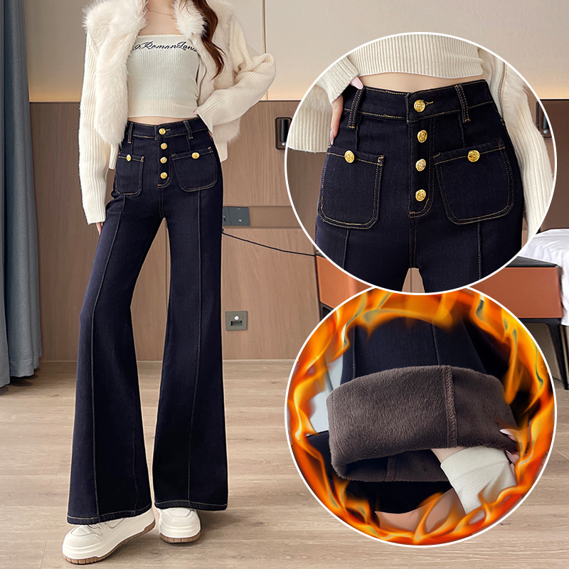 今年流行梧桐裤女黑金蓝牛仔裤子